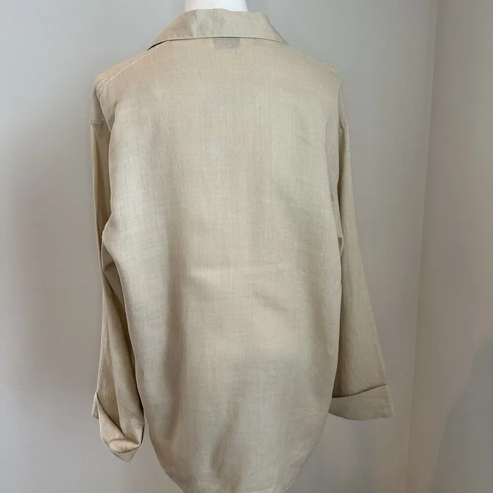 TOTO n KO for Bloomingdale’s Linen 2Pc Set Jacket & Top S/M Neutral Minimalist - Picture 5 of 16